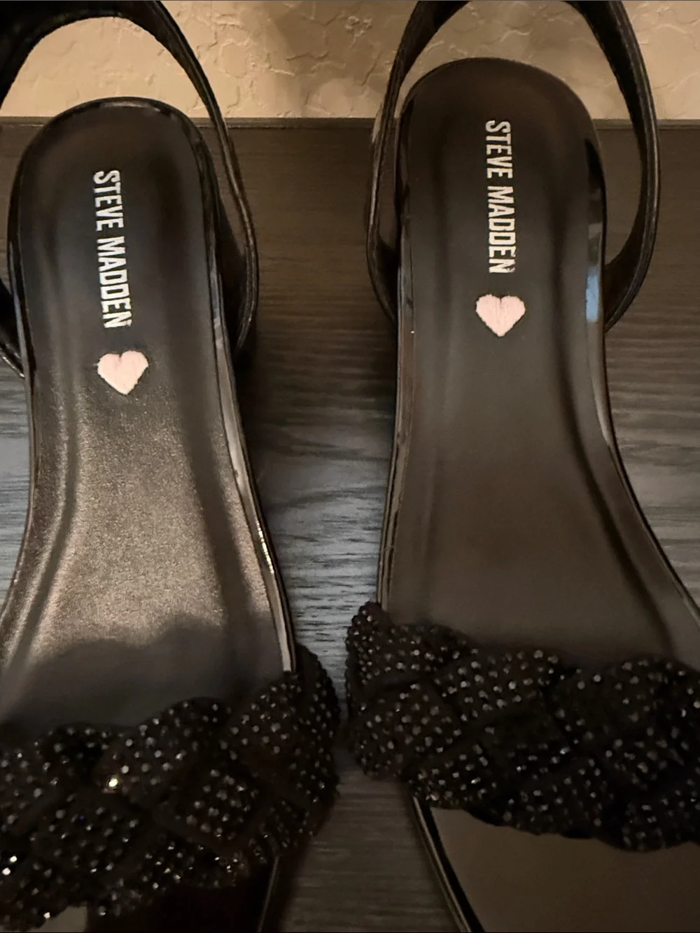 Steve Madden Black Braided Bead Strap Heeled Sandals